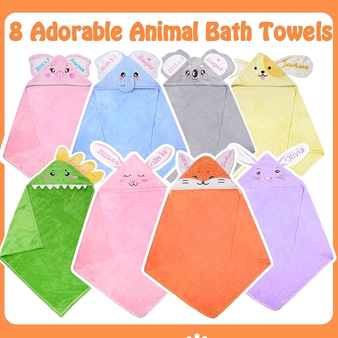 Baosity Custom Hooded Baby Towel with Name, Personalized Soft Absorbent Fox Bath Towel, Shower Towels for Girls Boys, Easter Brithday for Kids Baby, Toddler, Newborn Essential
