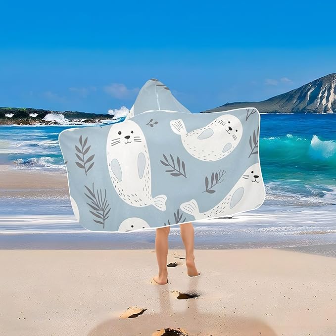 SUABO Kids' Bath Towels Dolphin and Grass Hooded Towels for Boys Girls,Toddler Towels Multi-Purpose for Beach,Pool and Bathroom,23.5" x 50", Soft and Highly Absorbent