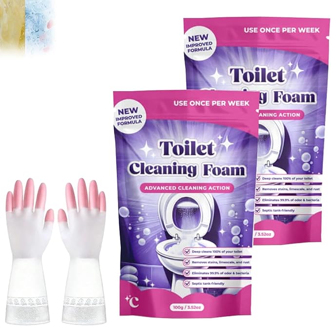 FizzClean Toilet Cleaning Foam, Upgrade Toilet Bowl Cleaner, for Sparkling Clean, Touch Free Foaming Cleaning Powder (2PCS)