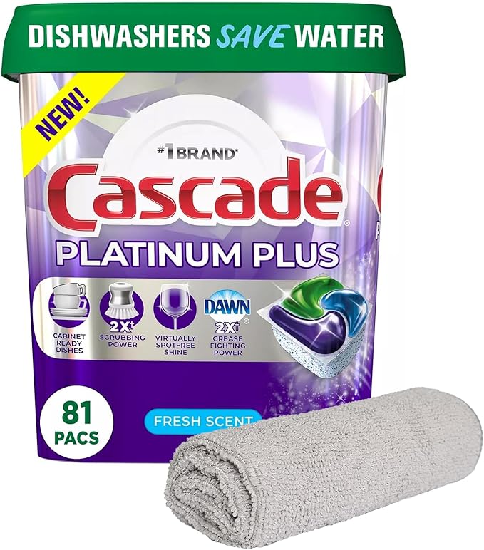 PURPUR Platinum Plus ActionPacs Dishwasher Detergent Pods, Dishwasher Soap, Cleaning Supplies, Fresh Scent