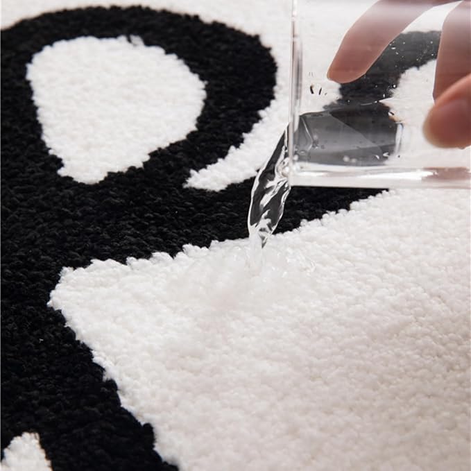 Black Scalloped Bathroom Mat 32x20, Soft Absorbent Bath Mats, Machine Washable Microfiber Floor Mats for Bathroom Tubs, Sinks and Showers