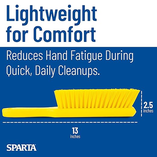 SPARTA 8 Inch Soft Counter Brush with Polyester Bristles and 5 Inch Handle, Color Coded Handheld Broom for Tables Countertops and Foodservice Surfaces, 13 Inch Overall Length, Yellow, Pack of 6