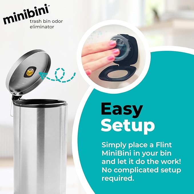 Flint MiniBini Odor Eliminating Device, 30 Day Kitchen, Bathroom, and Garbage Can Deodorizer with Fresh Lemon Scent