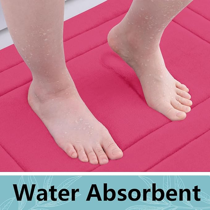 Arotive Memory Foam Bathroom Rug Mat 36x24, Ultra Soft and Absorbent Bath Mat, Machine Wash Dry, Comfortable Bath Rug Carpet for Bathroom Floor, Tub and Shower, Deep Pink