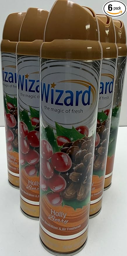 Wizard The Magic of Fresh | Odor Neutralizer & Air Freshener - 10 Oz. Holly berry (Pack of 6) (Packaging May Vary)