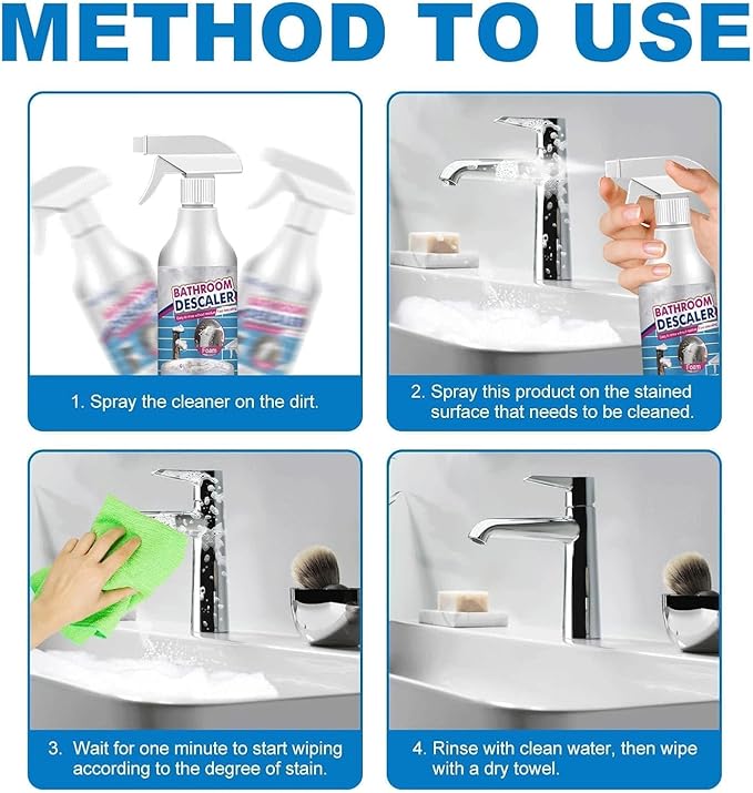 2.02 Floz Bathroom Descaler Foam Cleaner, 2025 New Bathroom Descaler Foam Cleaner Spray, All Purpose Rinse Cleaning Foams Spray, For Toilet Bath Shower Glass Sink Cleaner (1, 2pcs)