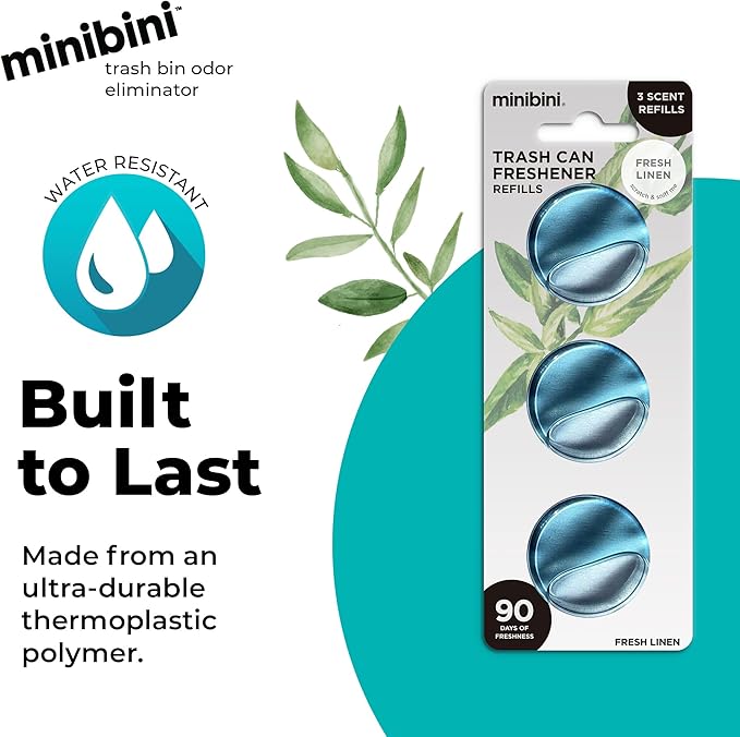 Flint Minibini Trash Can Deodorizer and Odor Eliminator, Garbage Can Air Freshener and Odor Control Up to 30 Days, Refill Pack