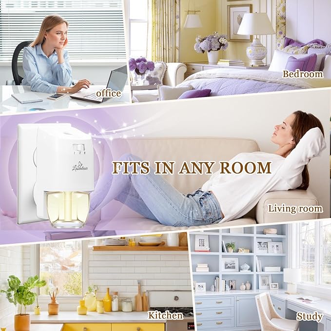 Plug in Air Freshener Refills – 12 Pack (7.92 Fl Oz), 3 Scents: Lavender, Linen & Vanilla – Compatible with Air Wick & Glade, Not Include Glade Plus – Wall Plug In Refills for Home, Bathroom
