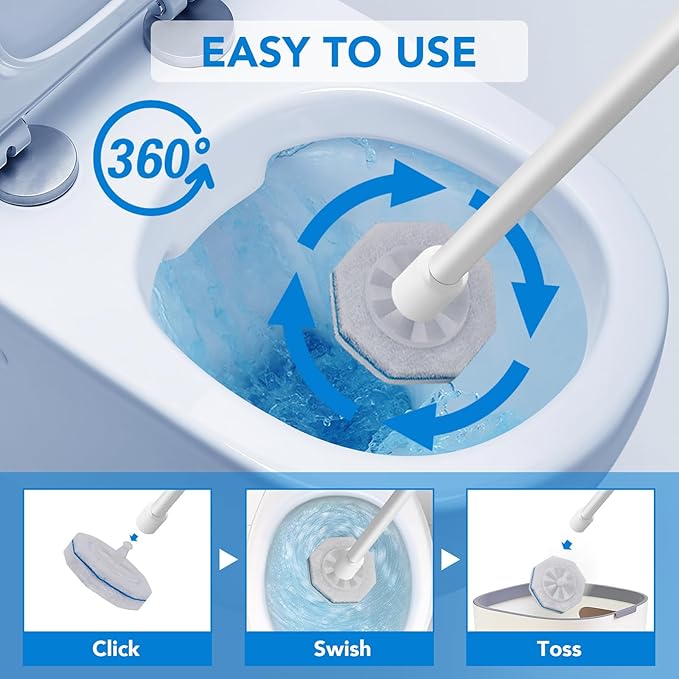 55 Pcs Toilet Wand Refills for Clorox, Upgraded Disposable Replacement Heads Compatible with Clorox Toilet Wand for Bathroom Cleaning