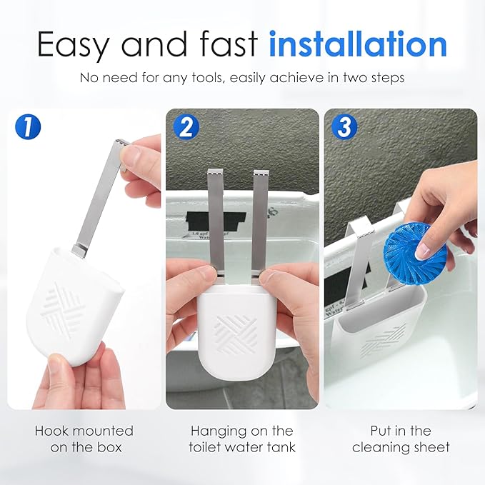 3Pcs Toilet Tank Cleaning Tablet Holder, Bleach Tablet Bracket, Hanging Toilets Bowl Cleaner Carrier for Preventing Dissolved Residue From Polluting Water Tank, Fits Standard-Height Toilet Tanks
