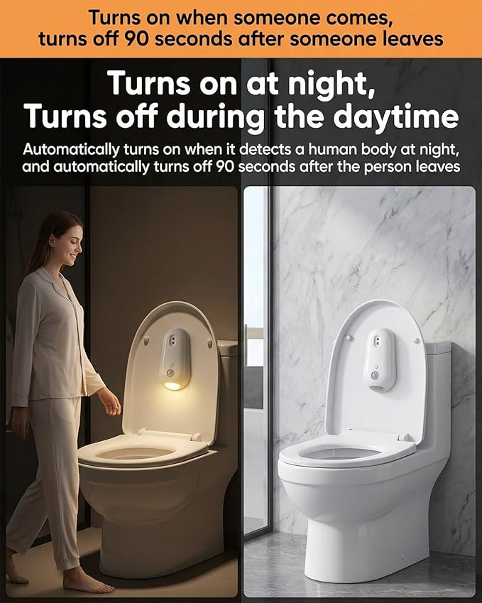 Self Cleaning UV Toilet Sanitizer and Night Light Elderly Motion Activated Rechargeable Toilets Lights Adhesive Sensor Smart Shared Bathroom Automatic Toilet Nightlight Mounted Bowl Seat(4pcs)