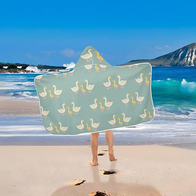 susiyo Kids Hooded Bath Towel Cute Goose Beach Towel for Kids 23.5 x 50 Inch Microfiber Soft Absorbent Quick Dry Bath Swim Pool Towel Wrap Poncho Bathrobe with Hood for Kids Toddler