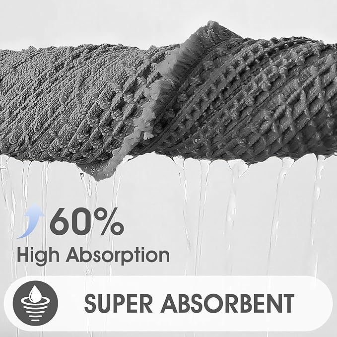 Upgraded Waffle Bath Mat Set 3 Piece Grey, Super Absorbent Non-Slip Quick Dry Bathroom Rugs with Tassels, Machine Washable Ultra Soft Boho Bath Rugs for Floor, Toilet Mats Boho Farmhouse Decor