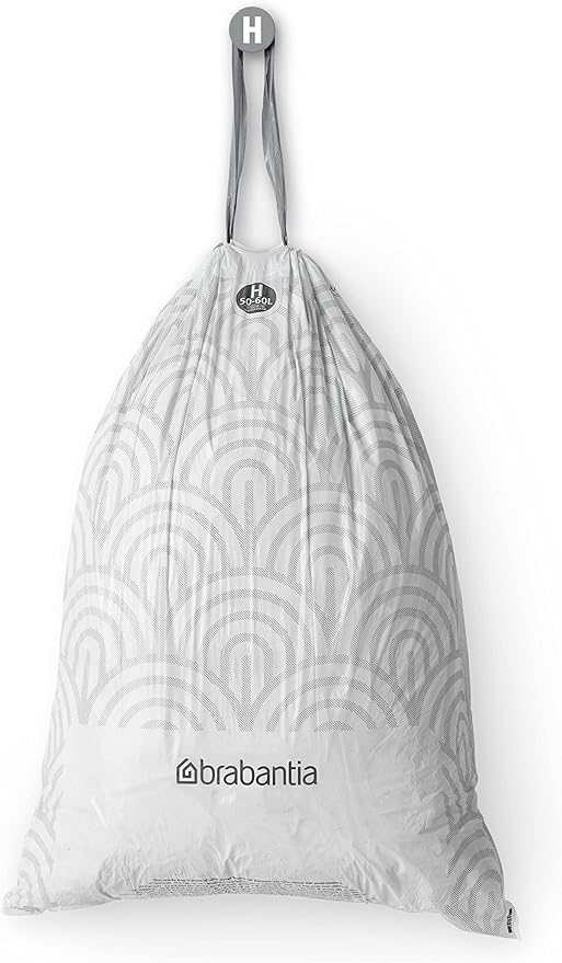 Brabantia PerfectFit Trash Bags (Size H/13.2-16 Gal) Thick Plastic Trash Can Liners with Drawstring Handles (120 Bags)