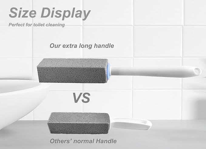 10 Pack Pumice Stone for Cleaning with Extra Long Handle, Toilet Pumice Stone Scouring Stick, Cleaning for Toilet, Sink, Bathtub and Pool, 1 Wand+10 Stones