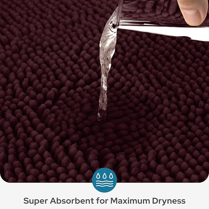 BYSURE Brown Bathroom Rugs Sets 3 Piece Non Slip Extra Absorbent Plush Chenille Soft Washable Bath Mats
