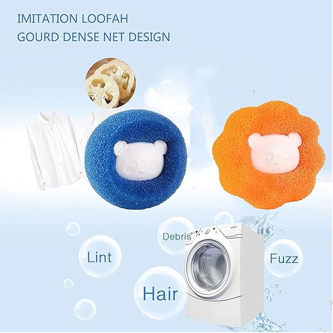 10 Pcs Box-Packed Pet Hair Remover for Laundry, Laundry Pet Hair Catcher, Washing Machine Hair Catcher, Washing Balls Dryer Balls for Clothing Dog Cat Pet Fur Remover（Orange+Blue）