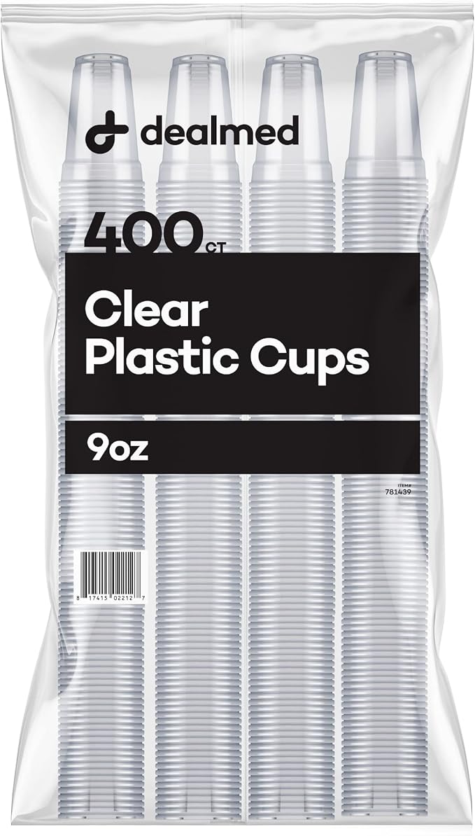 Dealmed Professional 9 oz. Disposable Plastic Cups - 100% Recyclable for Healthcare, Dental, Veterinary & Food Service Use (Pack of 400)