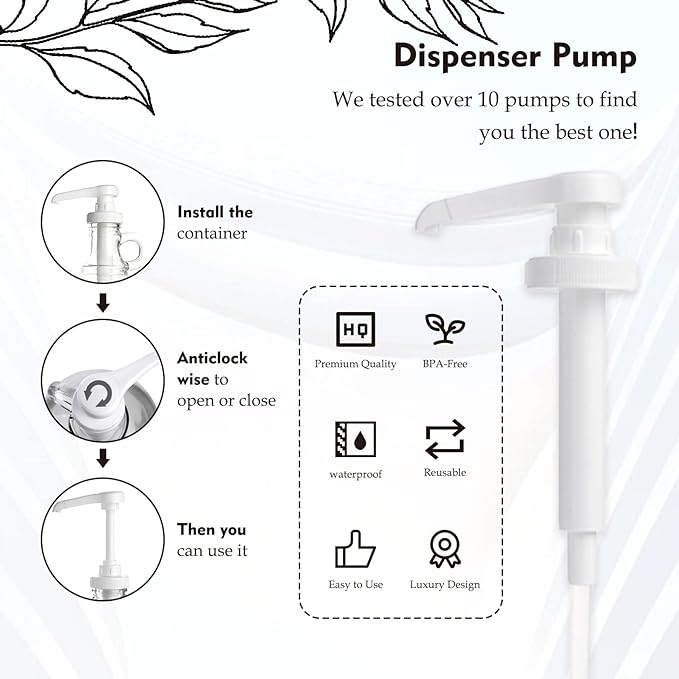 4 Pcs Glass Liquid Laundry Detergent Dispenser, Half Gallon Laundry Soap Dispenser for Laundry Room (64 oz. Each), Laundry Detergent Bottles with Pump Dispenser -Includes Labels, Funnel, Measuring Cup