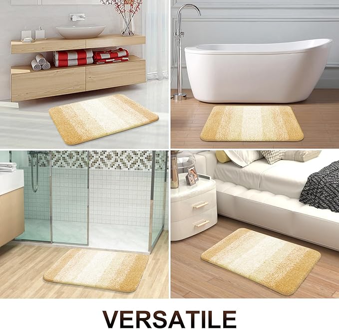 OLANLY Large Bathroom Rugs Mat 45x27, Extra Soft Absorbent Microfiber Bath Rug, Rubber Backing, Quick Dry, Washable Bath Mats for Bathroom Floor, Tub and Shower, Home Decor Accessories, Light Yellow