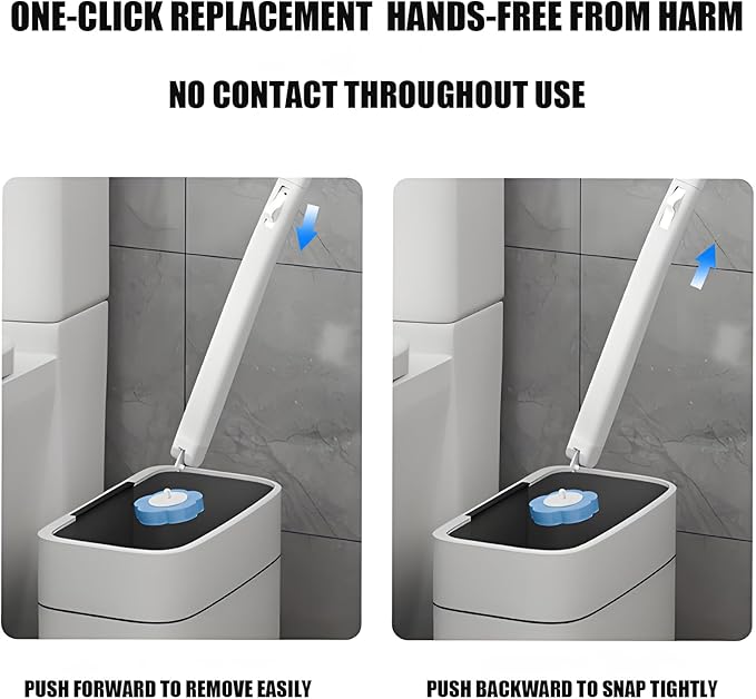 Brush Disposable with Holder & 36 Refill Heads - Hygienic Sanitary Toilet Cleaner for Easy Cleaning, Streak-Free Fresh Bathroom, No Mess (1, 36 Refills)