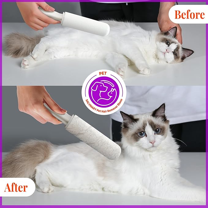 SALVMARY Pumice Stone Toilet Bowl Cleaner with Handle Hard Water Stain Remover for Household Cleaning, Pet Hair Remover Pumice Stone Cat Dog Fur Removal Tool, White 1 Pack