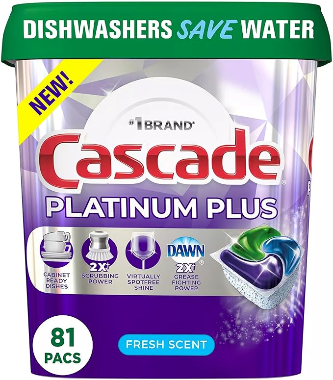 Cascade Platinum Plus ActionPacs Dishwasher Detergent Pods, Fresh Scent (81 Ct)
