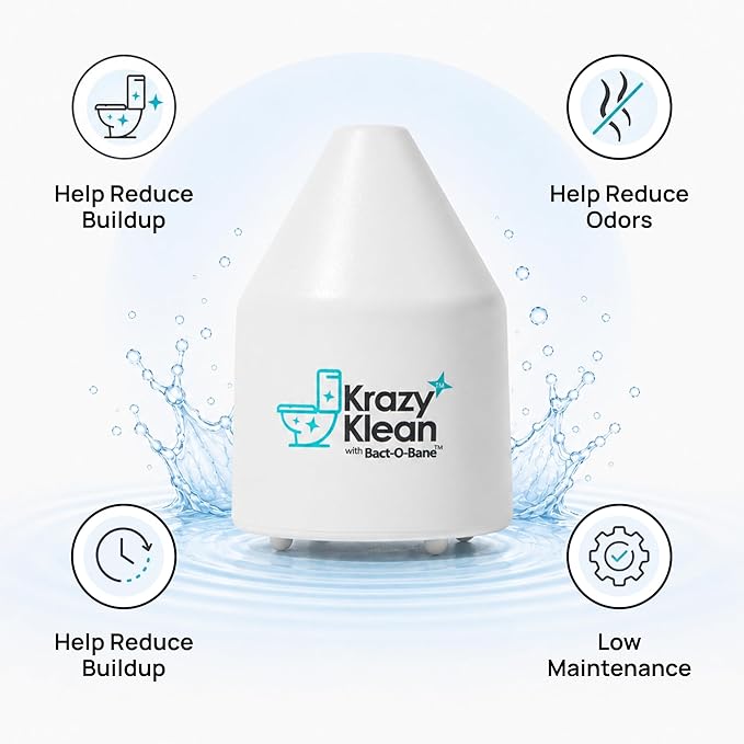 Krazy Klean Automatic Toilet Tank Cleaner - Continuous Flush Cleaning System - Helps Reduce Buildup & Stains - Easy Install, No Daily Scrubbing - 1 Count