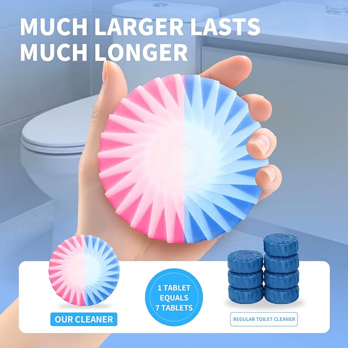 Concentrated Toilet Bowl Cleaner Tablets, Drop-in Tank Cleaner for Bathroom, Fresh White Peach Scent, Prevent Stains & Deodorize, Biodegradable & No Residue, 5 Count, 150g Each