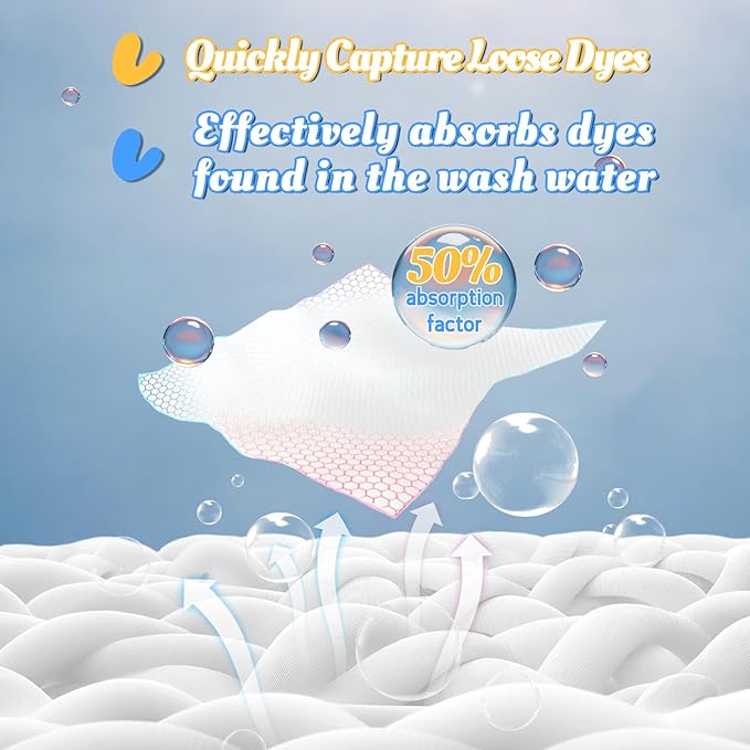 Color Catchers for Laundry - Color Grabber 120 Sheets to Prevent Color Runs, Dye Catchers for Home Use, Fregrance Free Color Guard for Apartment Dorm Hotel