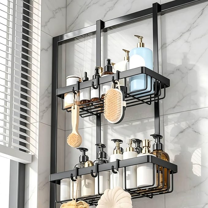 Washroom Wall Shelf Large Capacity Shower Rack Storage Solution for Toilet Room