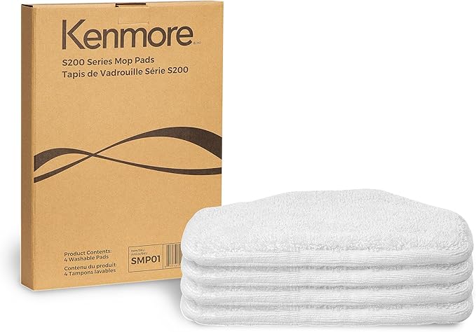 Kenmore SMP01 Microfiber & Washable Pads, 4 pack, for Kenmore SM2060 S200 Series Steam Mop, for Floor Cleaning