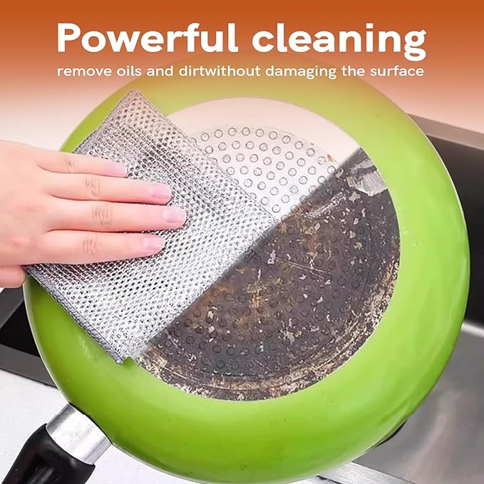 12 Pcs New Upgrade 3-Layer Metal Dish Cloth, No Scratches and No Odor, Multipurpose Wire Dishwashing Rag for Wet and Dry, Kitchen Cleaning Dishrags for Sinks, Dishes, Stove Top