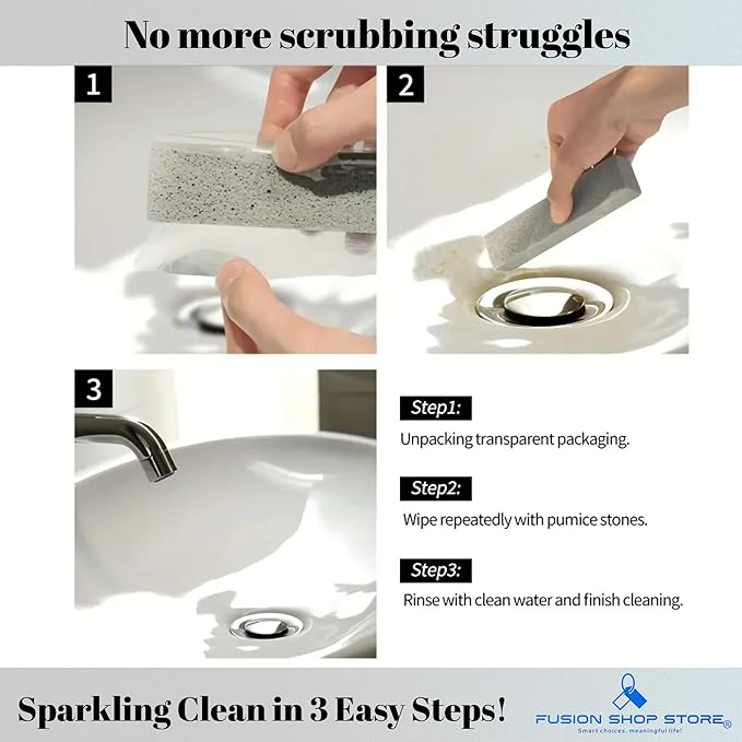 4 Pack Pumice Stone Toilet Bowl Cleaner with Handle – Heavy Duty Toilet Pumice Stick for Hard Water Stains, Calcium & Rust Removal – Toilet Bowl Ring Remover Cleaning Tool