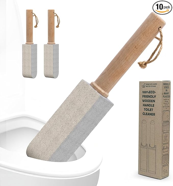 2-in-1 Natural Pumice Stone: Foot File & Multi-Surface Cleaner for Toilet, Tile, Bathroom – Removes Hard Water Rings, Rust, Calluses – Hygienic No-Touch Use, Non-Scratch, Shapeable – 2 Pack