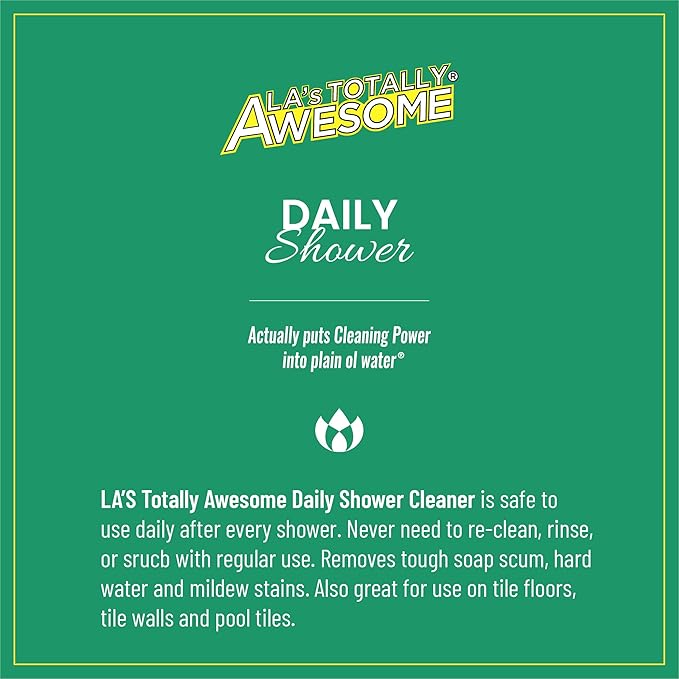 La's Totally Awesome Daily Shower Cleaner Spray, For Showers, Tubs and more, Plant-Derived Formula, 32 Fl Oz (Pack of 4)
