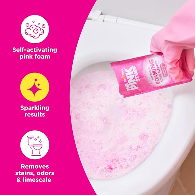 The Pink Stuff Cleaning Bundle Kit, Squeezable Cleaning Paste, Cleaning Paste, Toilet Foaming Powder, Multi Purpose Spray, Bathroom Cleaner Spray, Household Cleaning Supplies Set