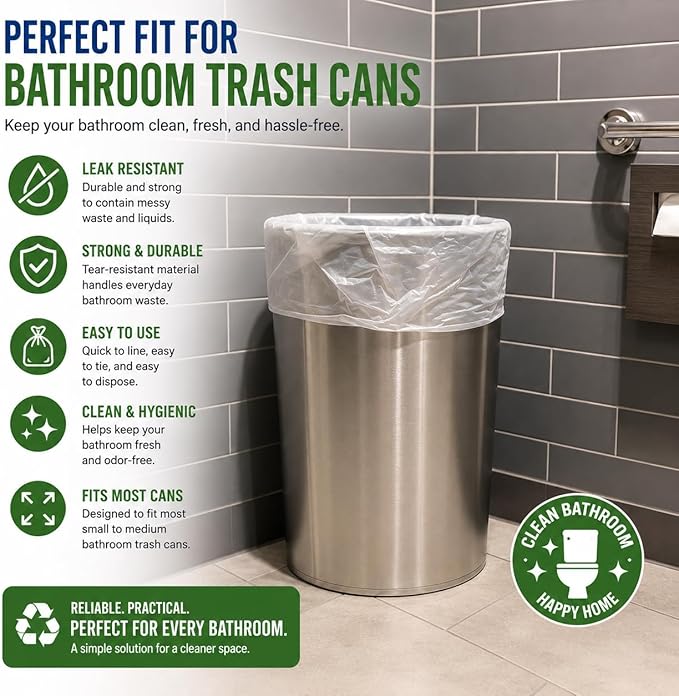 7-10 Gallon Clear Garbage Bags (110 Bags) 29" x 24" Extra Large Medium Kitchen Trash Bags Paper Shredder Bags Can Liners for Home and Office Bins, 110 ct. (Fits 7 Gal, 8 Gal, 9 Gal and 10 Gal Bins)