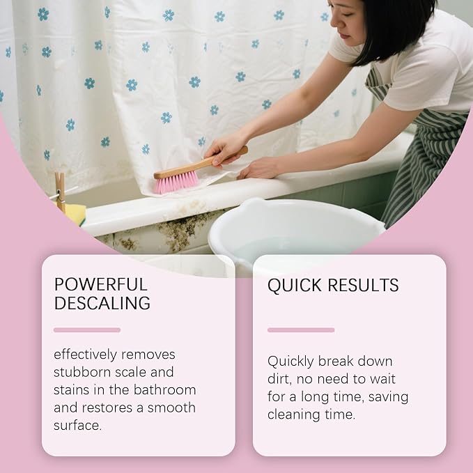 Bathroom Cleaner Pink Foam Spray, Powerful Limescale & Urine Stain Remover, No-Rinse Descaler for Showers, Bathtubs, Sinks, Tiles & Glass Surfaces (1Pcs)