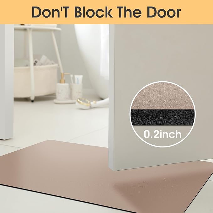 ACCUMTEK Non Slip Bath Mat, Thin Bathroom Rugs Fit Under Door, Quick Dry Bath Mats, Machine Washable Bath Rugs for Bathroom, Bathtub & Kitchen, Bathtub & Kitchen, Taupe/Solid/59 x20