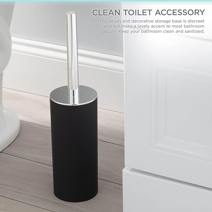 Bath Bliss Soft Touch Set in Matte Black, Bathroom Cleaning, Strong Durable Bristle, Scrubs Hard to Reach Places Toilet-Brushes, 1 Pack