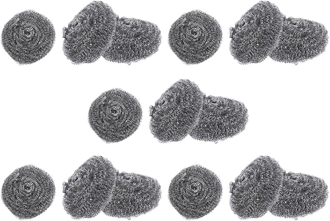 15pcs Steel Wire Scrubber Balls Pot Cleaning Brush Kitchen Dishwashing Scrubbers Heavy Duty Pan Cleaner for Stubborn Grease Removal Household Supplies