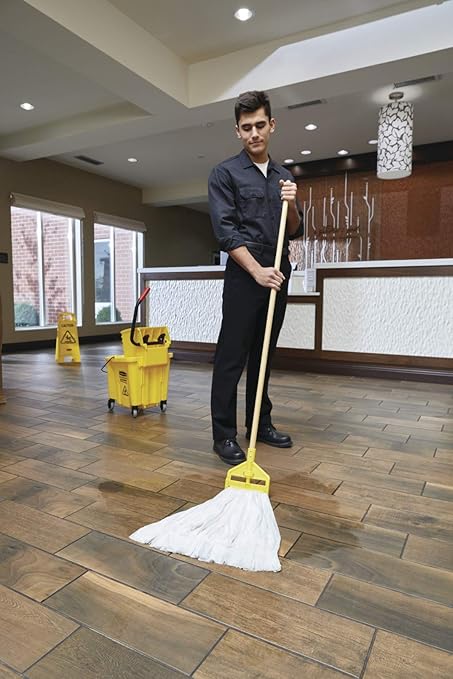 Rubbermaid Commercial Large Disposable Mop- 5 Inch Headband Janitorial Cleaning Supplies and Equipment for Mopping White