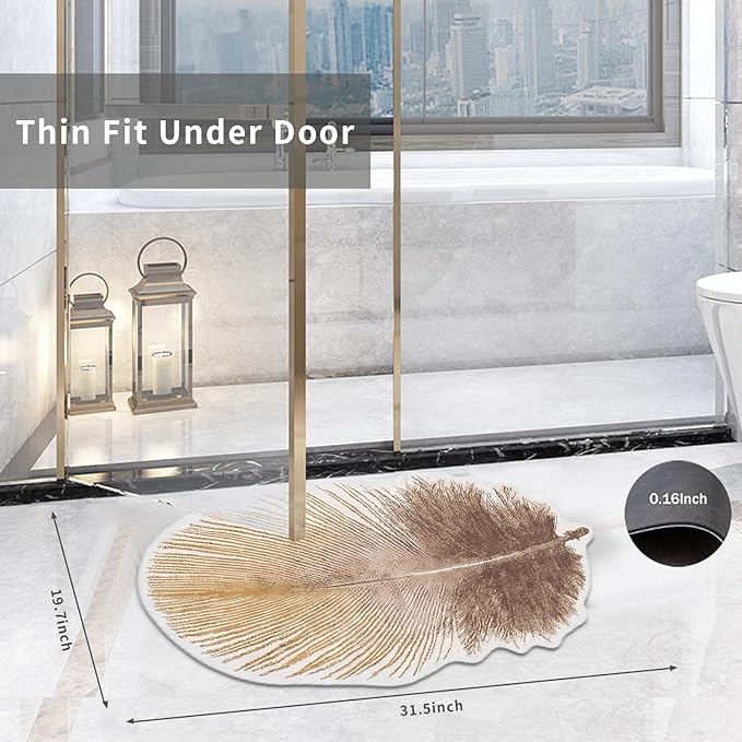 Feather Bath Mat Cute Animals Theme Bathroom Rugs Funny Non Slip Bathtub Decor Mats Super Absorbent Floor Carpet Machine Washable Quick Dry Bahtmat for Tub, Shower, Bedroom，Kitchen，19.7"x31.5"