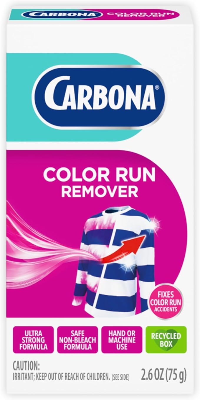 Carbona Color Run Remover (2.6 Oz), Ultra Strong Laundry Dye Transfer Remover, Helps Fix Color Run Accidents, Brightens Whites, Hand or Machine Use