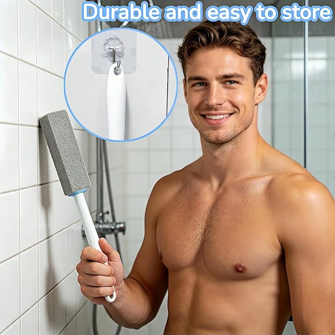 Btolin 2 Pack Pumice Stone Toilet Cleaner with Handle – Heavy Duty Hard Water Ring & Limescale Remover for Toilet, Pool, Tub, Sink – No Scratches, Chemical-Free, Ergonomic
