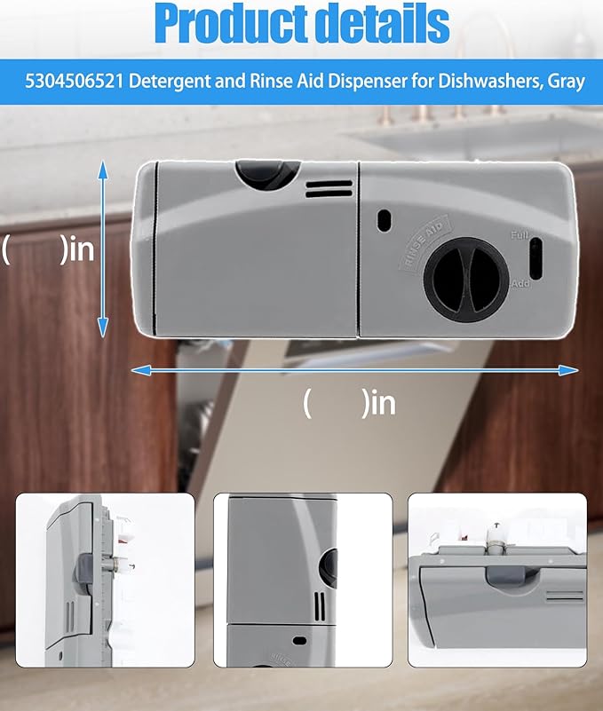 Upgraded 5304506521 Detergent and Rinse Aid Dispenser for Dishwashers Compatible with Frigidaire,Electrolux,Crosley, Kenmore, Westinghouse,Replacement AP6036339.154379201,154379202,154452703 Etc