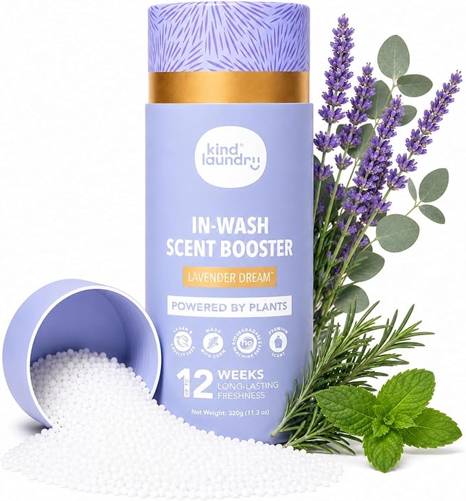 Kind Laundry In Wash Scent Booster Beads - Lavender Dream - 100% Plant Based - Natural Laundry Booster Beads & Smell Deodorizer - Environment Friendly Odor Eliminator for Clothes (320 grams)