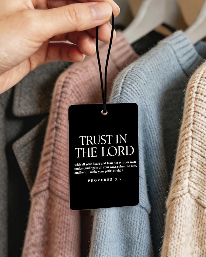 Inspirational Christian Orange Citrus Car Air Freshener 4pcs, Religious Bible Verse Christian Hanging Scents Car Accessories Interior Mirror Decor for Women Men