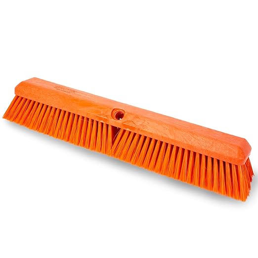 SPARTA 41891EC24 Omni Sweep Plastic Push Broom Head, Heavy Duty, Industrial Broom with Color Code System for Outdoor, Indoor, Concrete, Patio, Kitchen, Bathroom, 24 Inches, Orange, (Pack of 12)